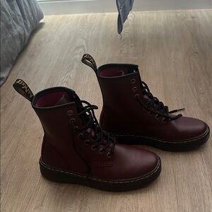 Dr. Martens Cherry Red Boots with Black Soles